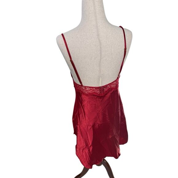 Victoria’s Secret Red Satin Lace Slip Dress M Holiday Christmas Layering Top Y2K - Picture 5 of 7